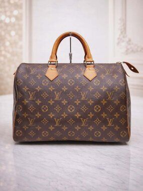 Authentic Louis Vuitton Speedy 35 Monogram Brown Canvas LV Handbag